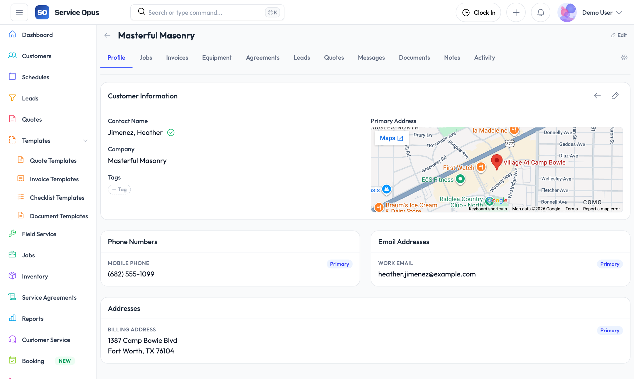 Customer detail — profile
