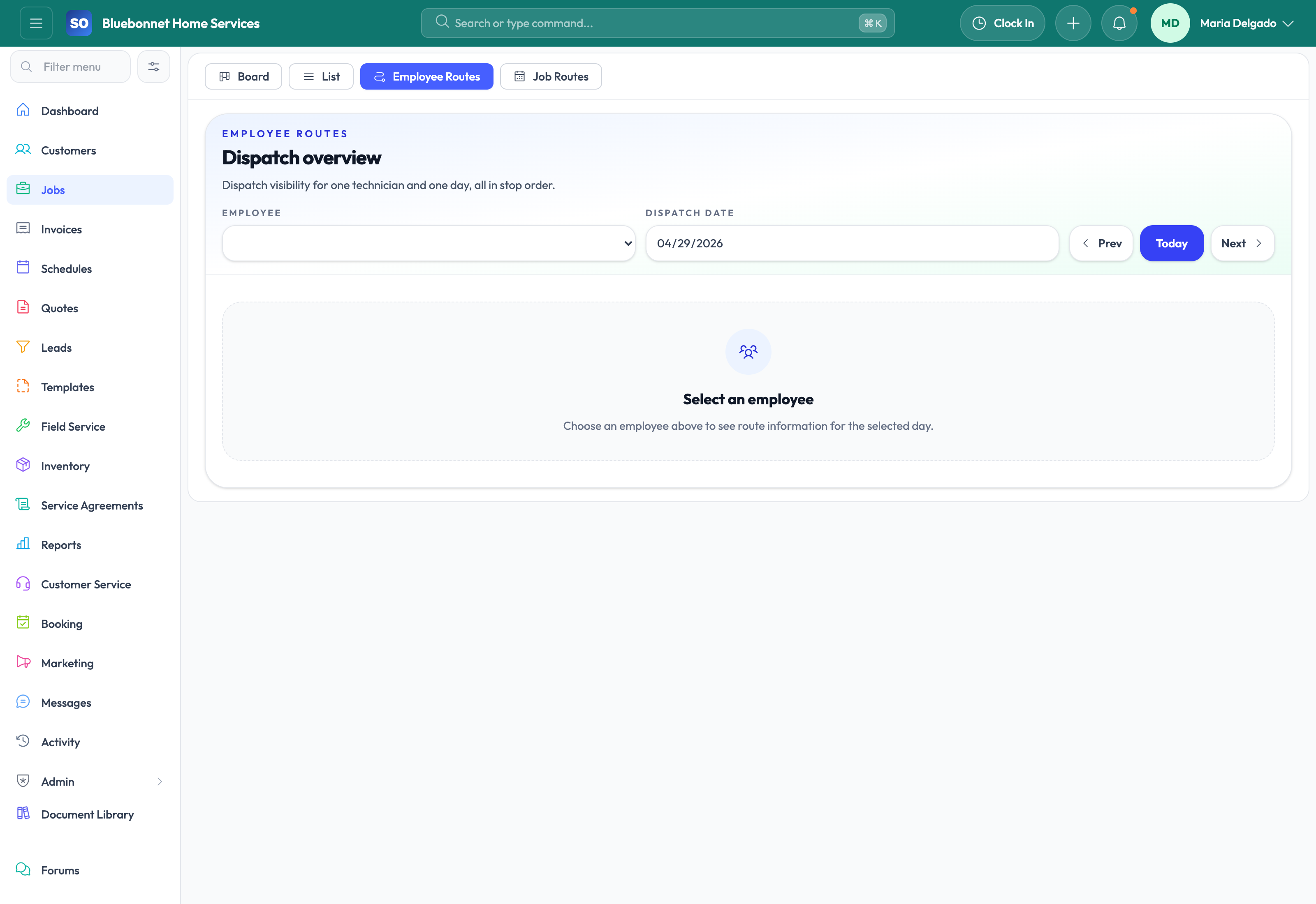 Route console tab for dispatch sequencing and travel planning.